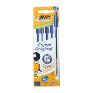 Boligrafo Bic Cristal media azul caja 5 unid