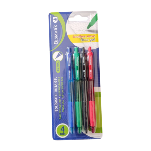 Bismark Boligrafo tinte gel 0.7mm surt. colores pack-4u.